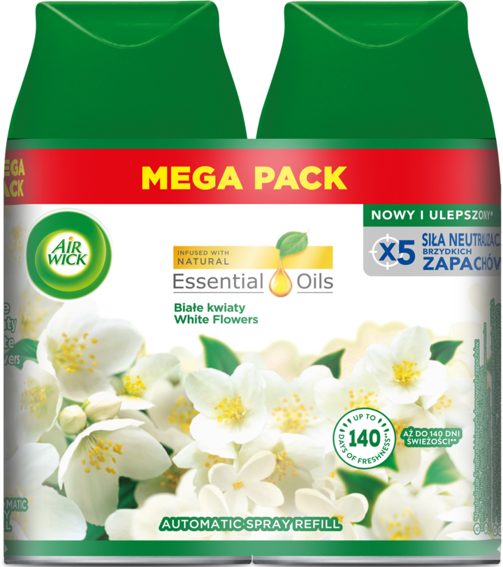 AIR WICK, Freshmatic, wkład do automatycznego odświeżacza powietrza, Białe Kwiaty, 2x250 ml
