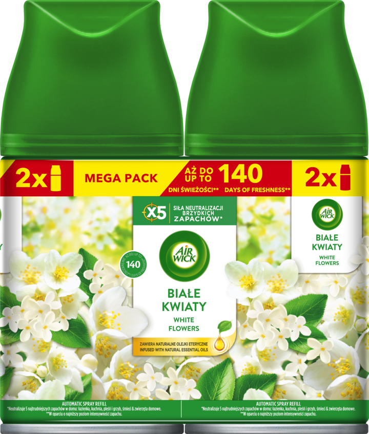 AIR WICK, Freshmatic, wkład do automatycznego odświeżacza powietrza, Białe Kwiaty, 2x250 ml
