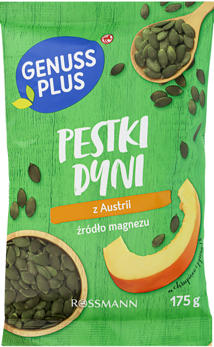 GENUSS PLUS, pestki dyni, bez łupin, 175 g