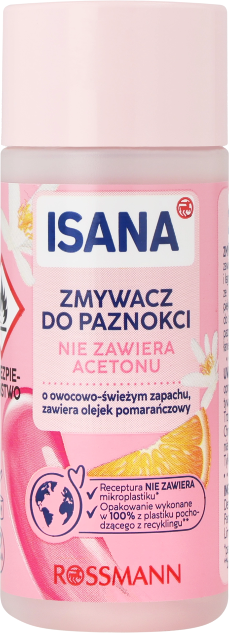 ISANA, zmywacz do paznokci, bez acetonu, z olejkiem pielęgnacyjnym, 50 ml