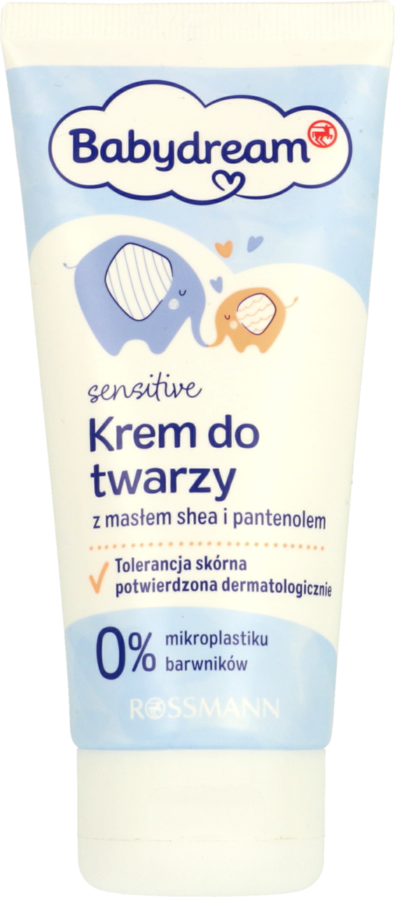 BABYDREAM, Sensitive, krem do twarzy z masłem shea i pantenolem, 100 ml