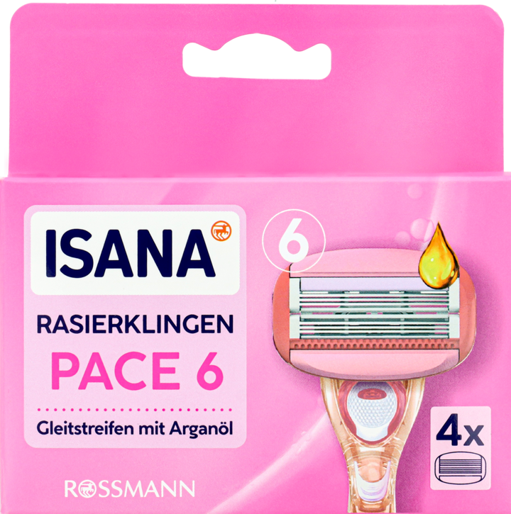 ISANA, wkłady do maszynki do golenia, 6-ostrzowe, dla kobiet, 4 szt.