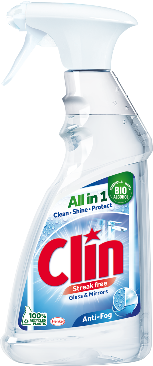 CLIN, Streak free, płyn do mycia okien i powierzchni szklanych, 2w1, zapobiegający parowaniu, 500 ml