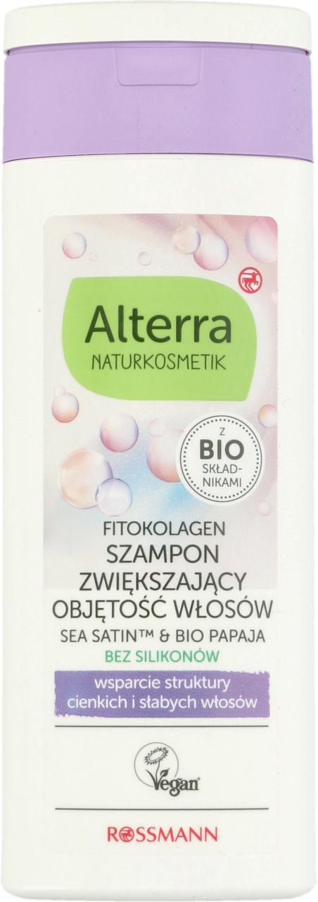 ALTERRA, szampon do włosów, zwiększający objętość, włosy cienkie i łamliwe, Papaja, 200 ml