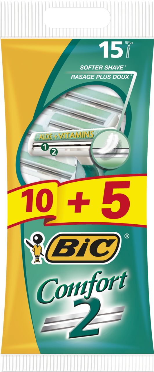 BIC, Comfort 2, maszynki do golenia dla mężczyzn, 2 ostrzowe, 15 szt.