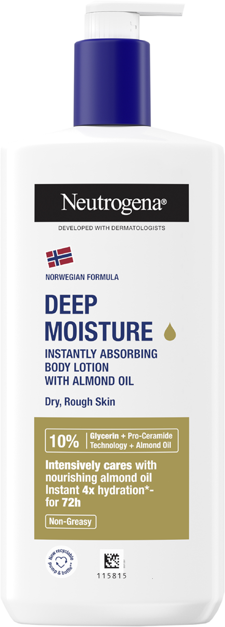 NEUTROGENA, Deep Moisture, balsam do ciała, z olejkiem migdałowym, głęboko nawilżający, skóra sucha, 400 ml