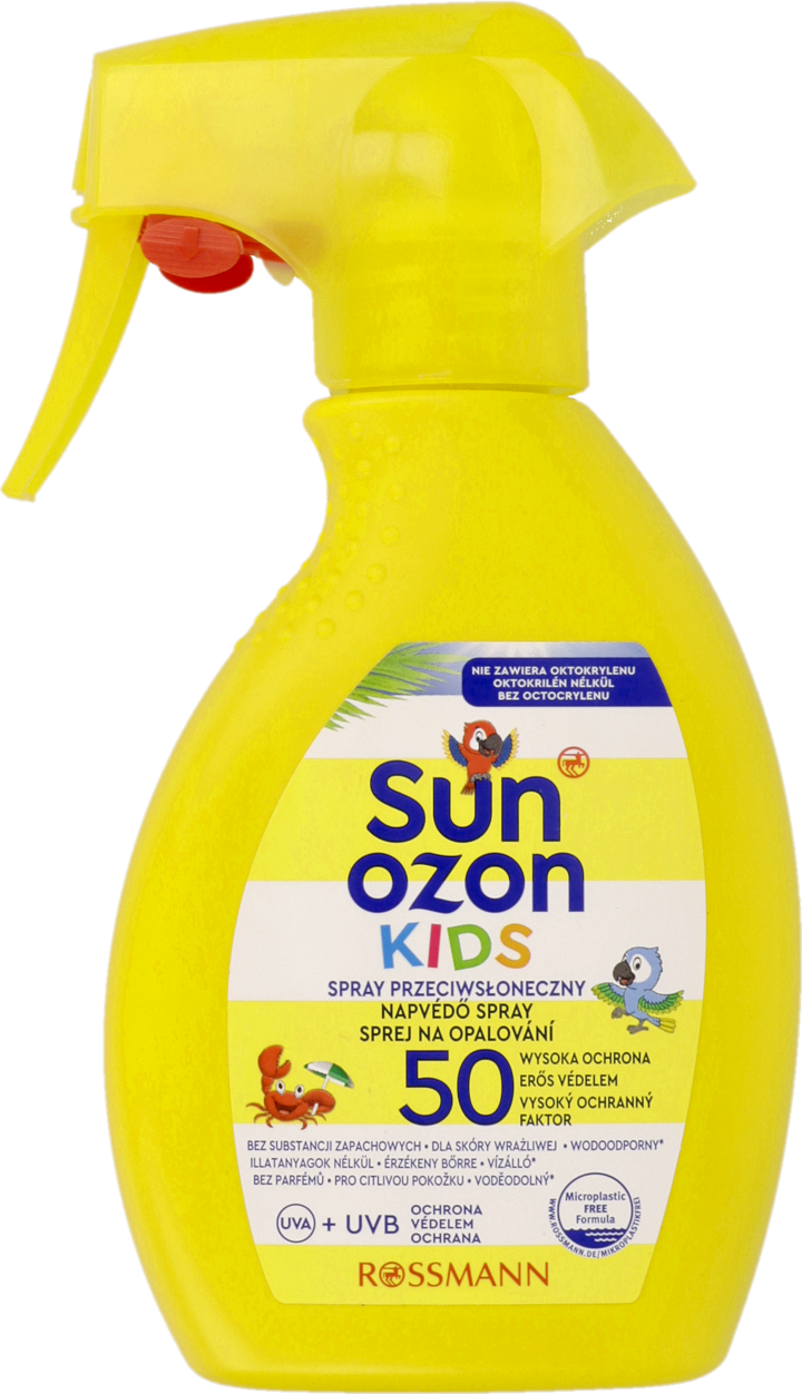 SUNOZON, Kids, spray przeciwsłoneczny dla dzieci, wodoodporny, UVA+UVB, SPF 50;, 250 ml