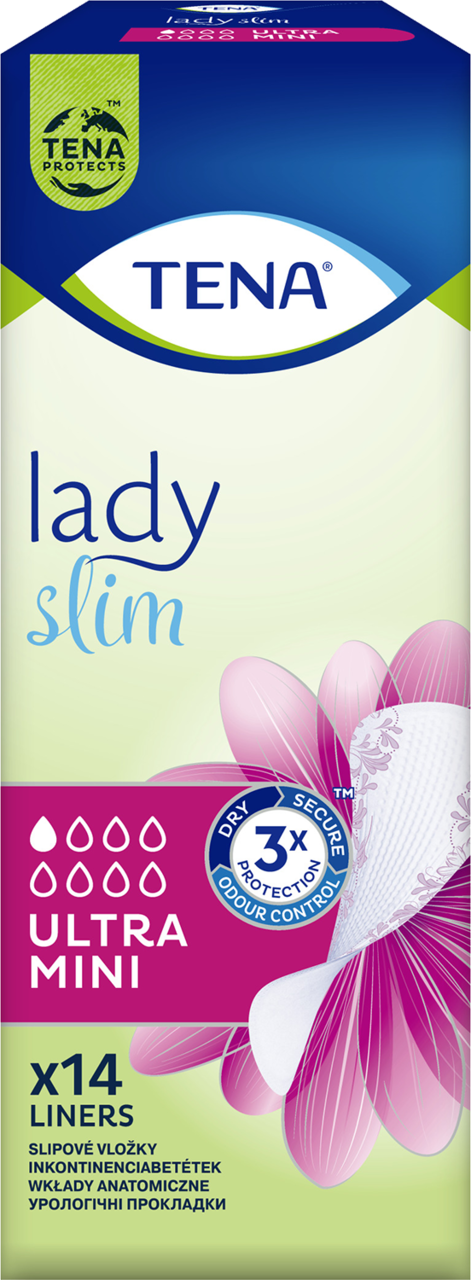 TENA, Lady Slim, wkładki higieniczne, anatomiczne, Ultra Mini, 14 szt.