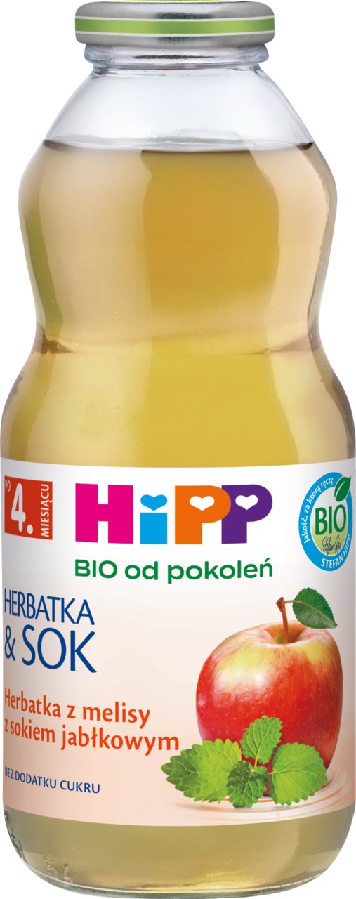 HIPP, BIO od pokoleń Herbatka & Sok, herbatka z melisy z sokiem jabłkowym, po 4. m-cu, 500 ml