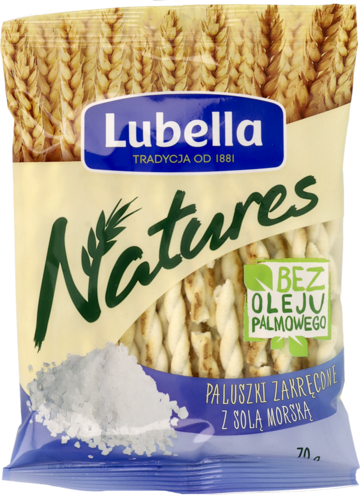 LUBELLA, Natures, paluszki zakręcone, z solą morską, 70 g