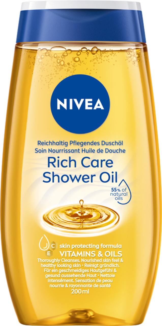 NIVEA, Rich Caring, olejek pod prysznic, zawierający 55% naturalnych olejków, 200 ml
