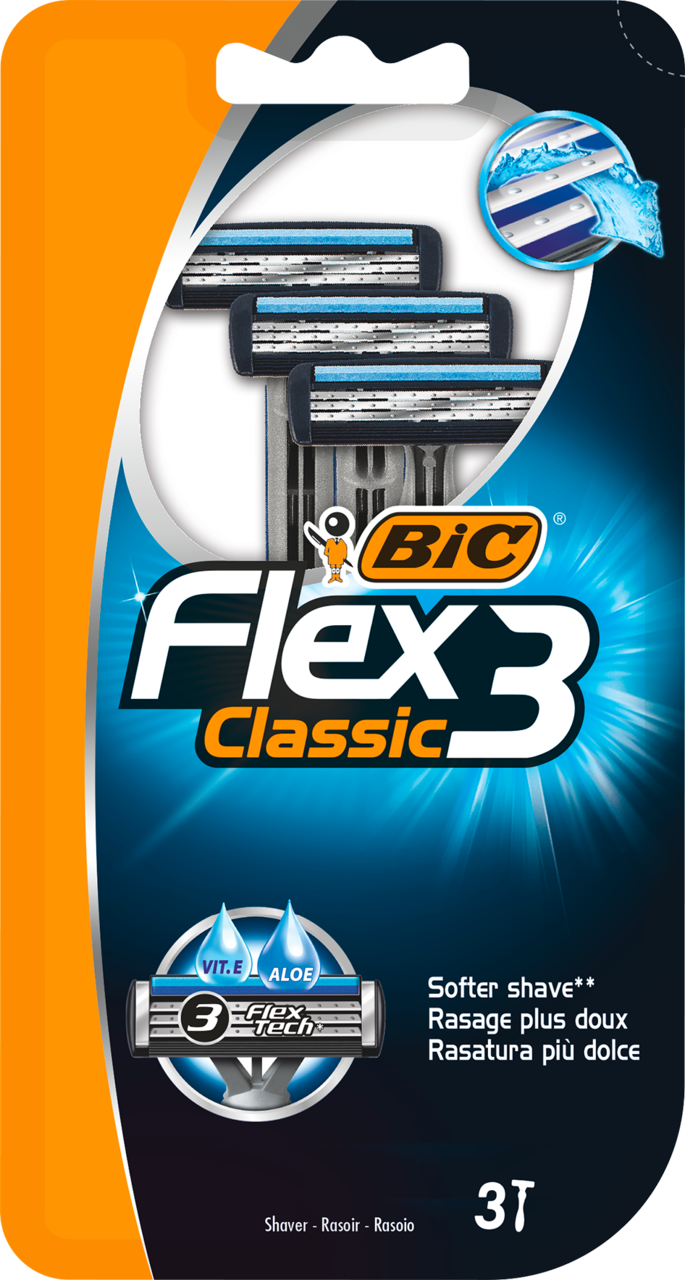 BIC, Flex 3 Classic, maszynki do golenia dla mężczyzn, 3 ostrzowe, 3 szt.