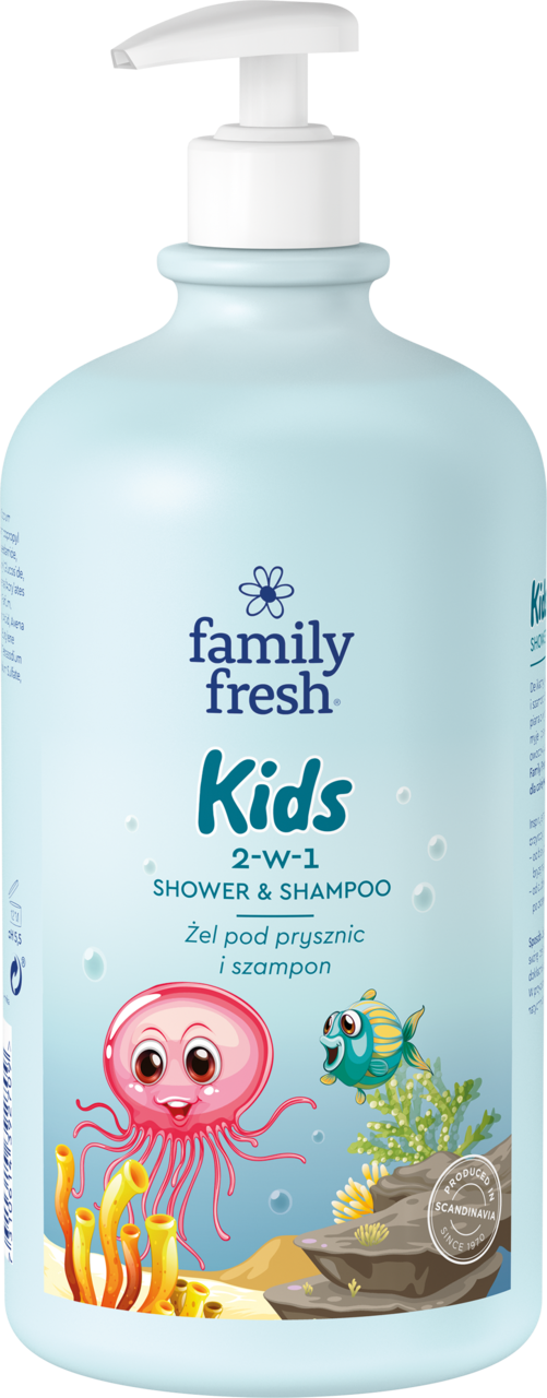 FAMILY FRESH, Kids, żel pod prysznic i szampon do włosów, 2w1, delikatny, z wyciągiem z owsa, 1 l