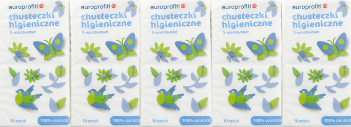 EUROPROFITI, chusteczki higieniczne, 3-warstwowe, różne rodzaje, 100 szt.
