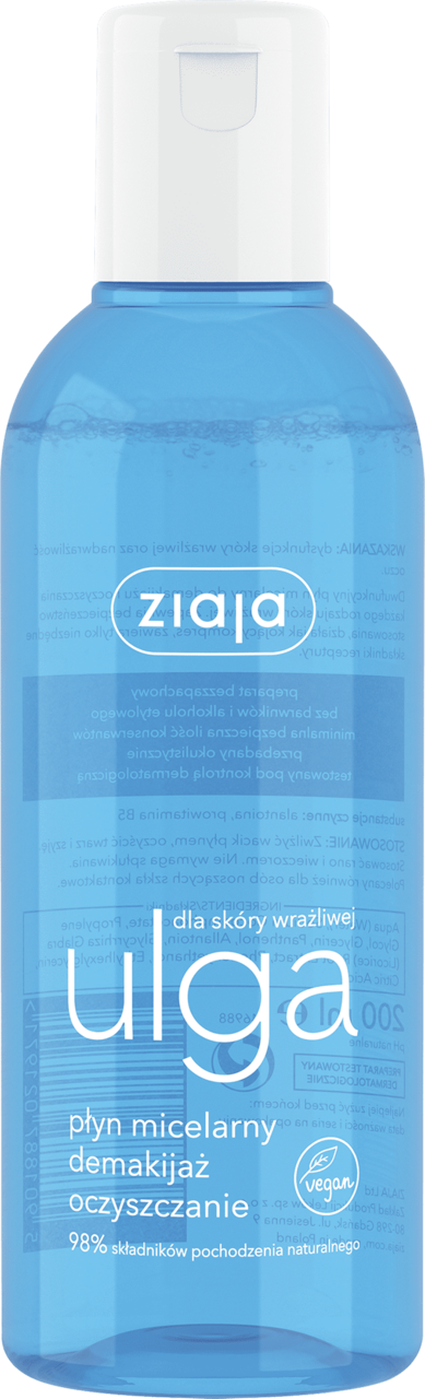 ZIAJA, Ulga, płyn micelarny, dla skóry wrażliwej, 200 ml