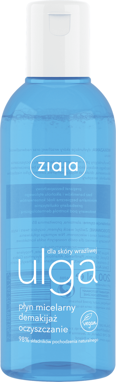 ZIAJA, Ulga, płyn micelarny, dla skóry wrażliwej, 200 ml