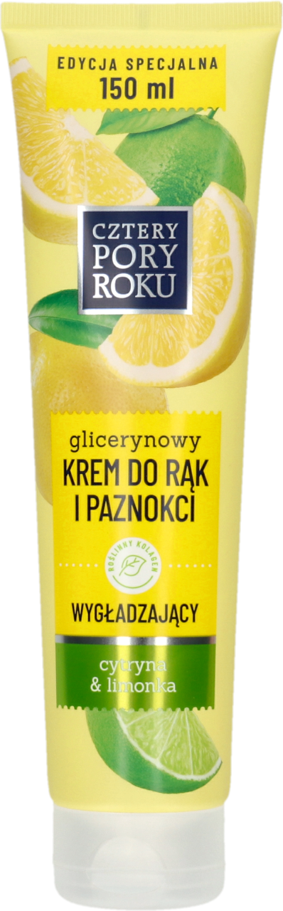 CZTERY PORY ROKU, krem do rąk i paznokci, glicerynowy, wygładzający, Cytryna&Limonka, 150 ml