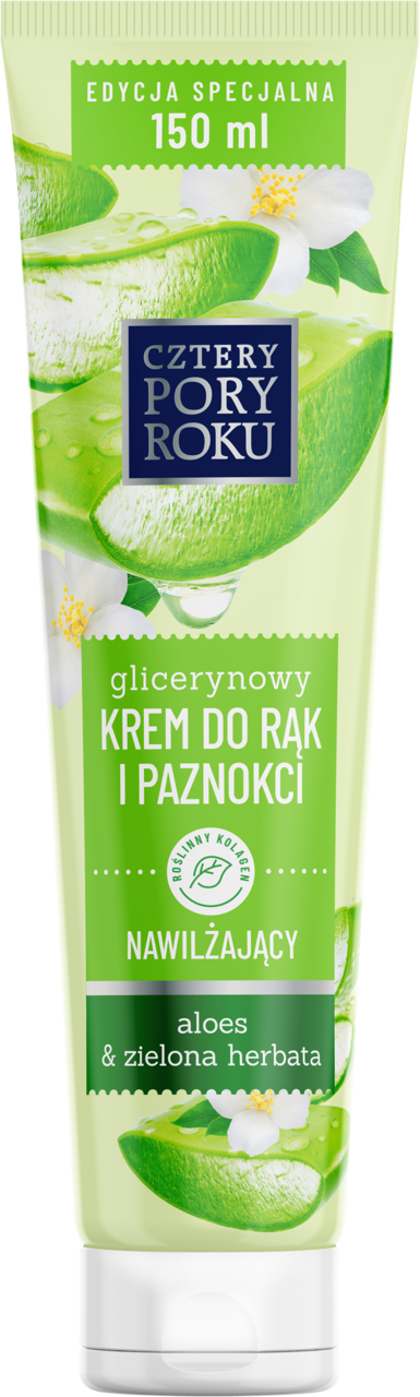 CZTERY PORY ROKU, krem do rąk i paznokci, glicerynowy, nawilżający, Aloes & Zielona Herbata, 150 ml