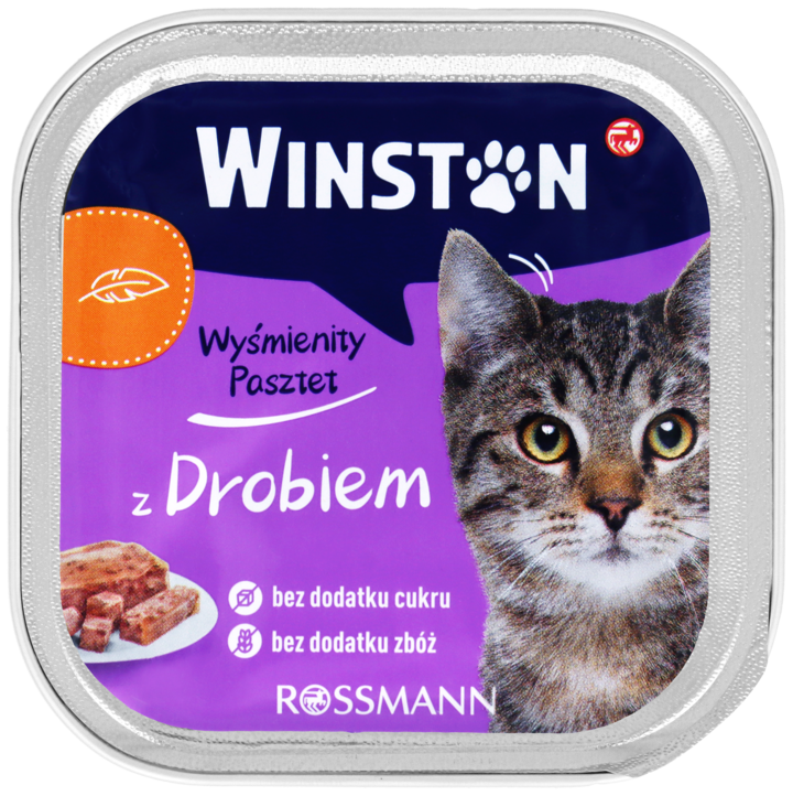 WINSTON, karma pełnoporcjowa mokra dla dorosłych kotów, z drobiem, 100 g