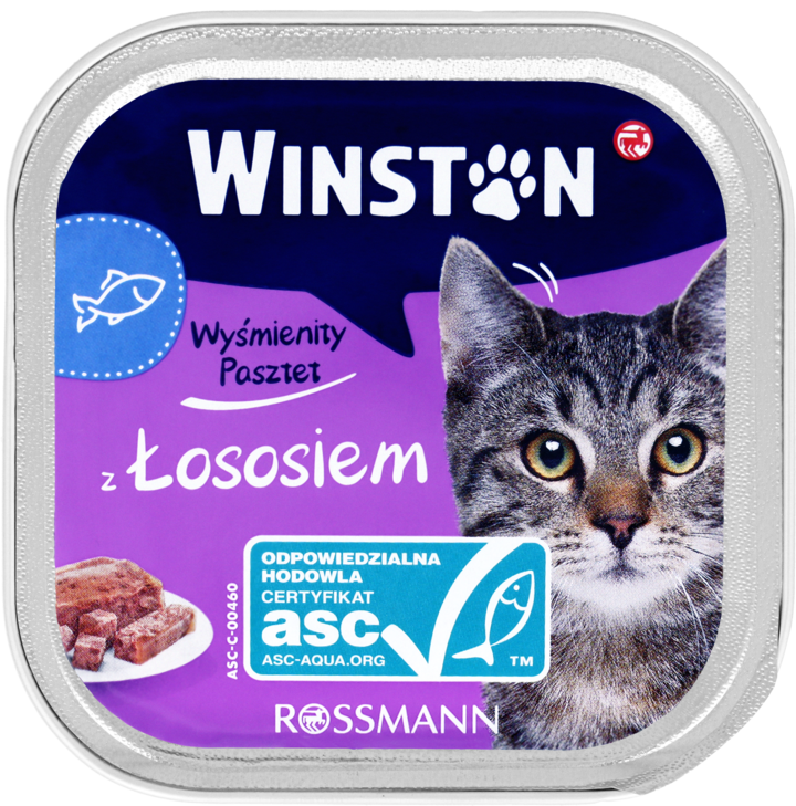 WINSTON, karma pełnoporcjowa mokra dla dorosłych kotów, z łososiem, 100 g
