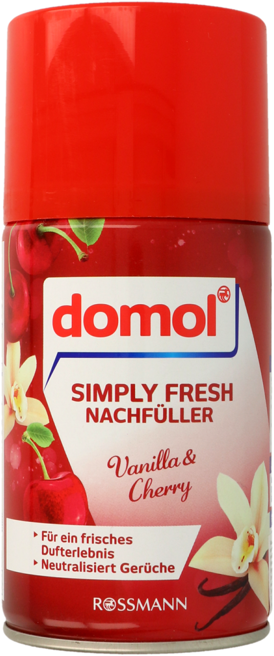 DOMOL, Simply Fresh, zapas do automatycznego odświeżacza powietrza, Wanilia i Wiśnia, 250 ml