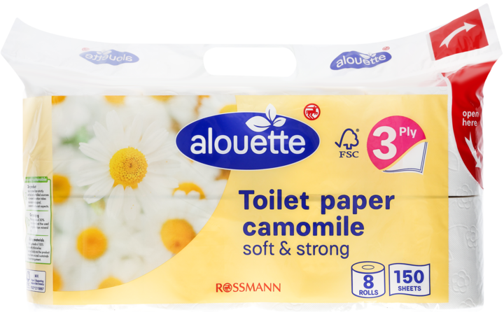 ALOUETTE, papier toaletowy, 3-warstwowy, Rumiankowy, 8 szt.