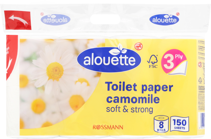 ALOUETTE, papier toaletowy, 3-warstwowy, Rumiankowy, 8 szt.