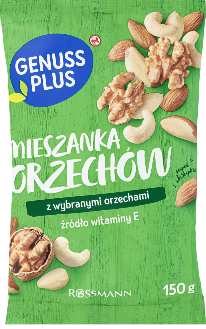 GENUSS PLUS, mieszanka orzechów łuskanych, 150 g