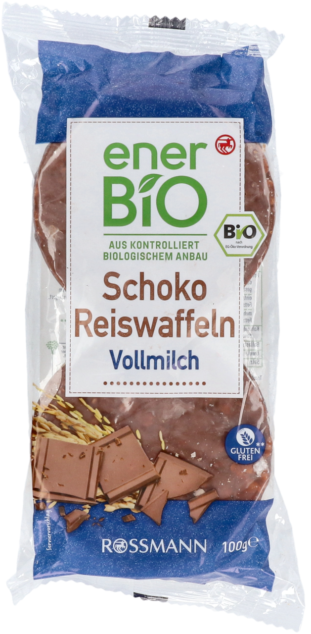 ENERBIO, wafle ryżowe  z czekoladą mleczną, 100 g