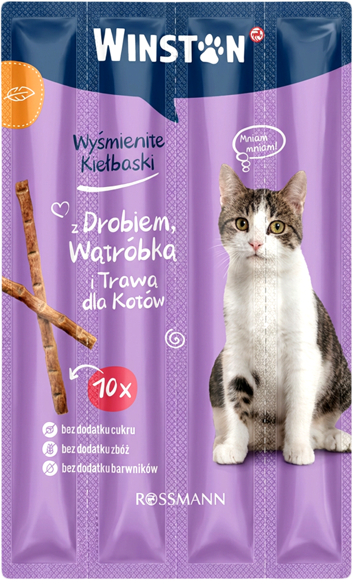WINSTON, karma uzupełniająca dla dorosłych kotów, z drobiem i wątróbką dla kota, 10x5 g