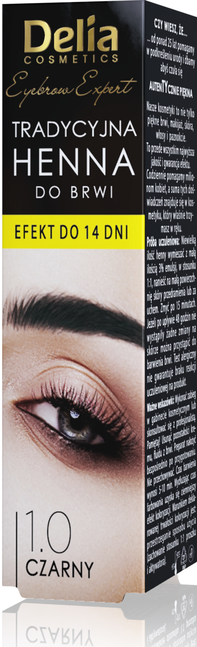 DELIA COSMETICS, Eyebrow Expert, henna do brwi, tradycyjna, nr 1.0 Czarny, 1 szt.
