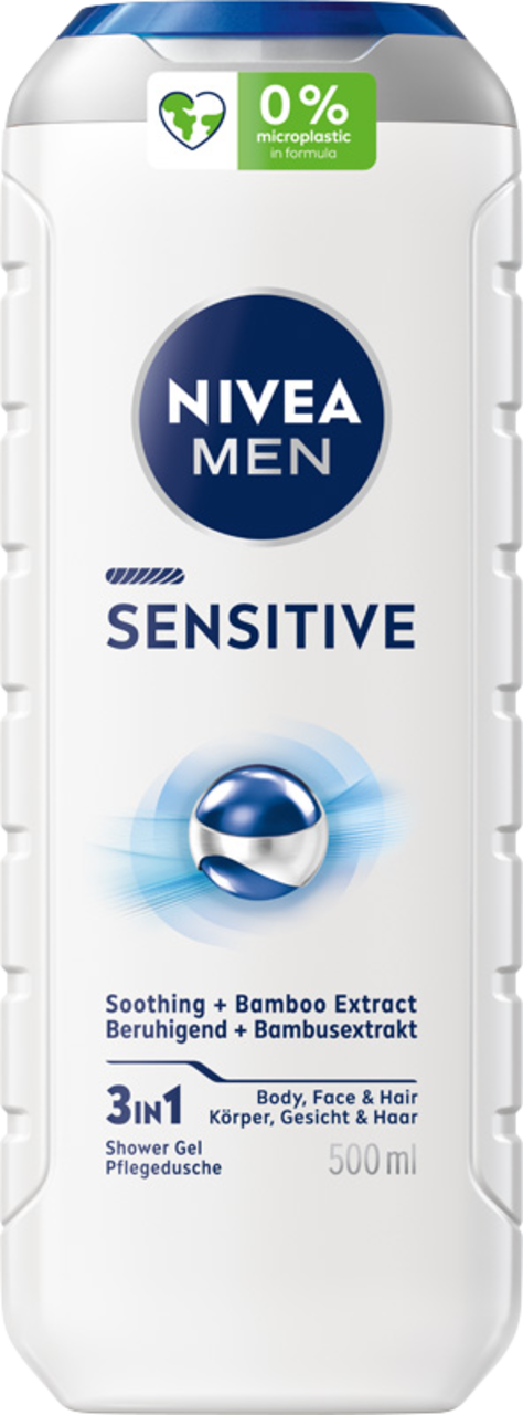 NIVEA MEN, Sensitive, żel pod prysznic, 3w1, 500 ml