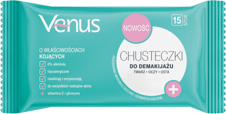 VENUS, chusteczki do demakijażu, delikatne, 15 szt.