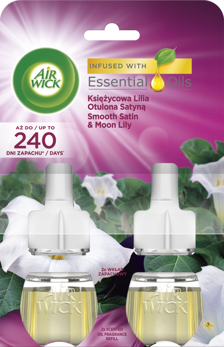 AIR WICK, wkład do elektrycznego odświeżacza powietrza, Księżycowa lilia otulona satyną, 2x19ml