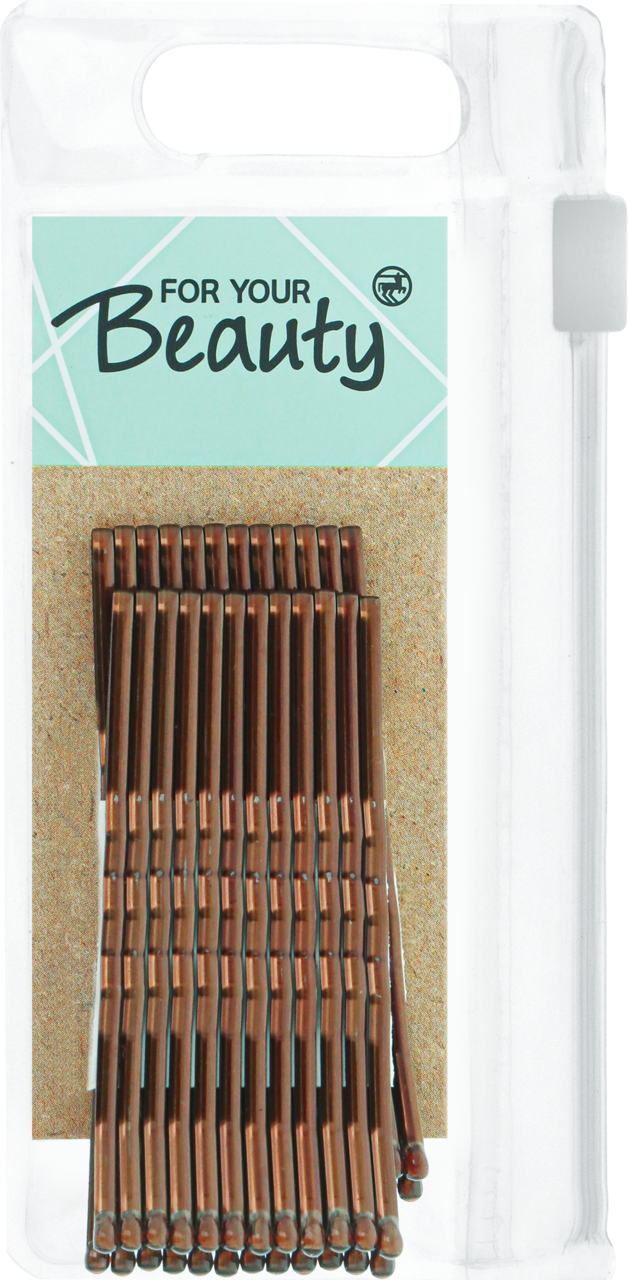 FOR YOUR BEAUTY, wsuwki do włosów, brązowe, 6 cm, 24 szt.