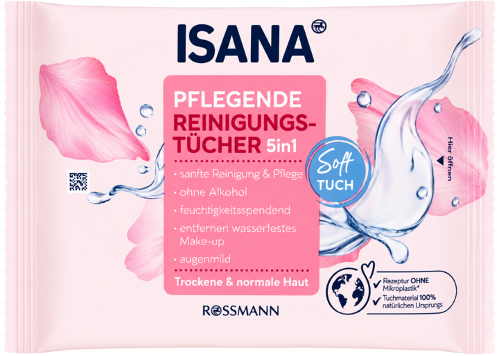 ISANA, chusteczki oczyszczające,  5w1, 10 szt.