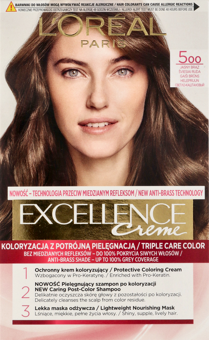 L'ORÉAL PARIS EXCELLENCE, krem koloryzujący, ochronny, nr 500 Jasny ...