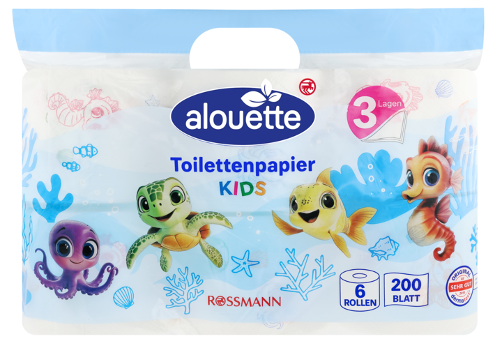 ALOUETTE, Kids, papier toaletowy z motywem, 3-warstwowy, 6 szt.