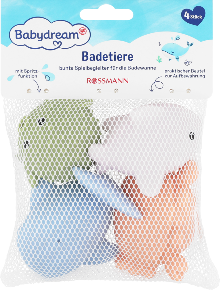 BABYDREAM, zabawki do kąpieli, zwierzątka, powyżej 1. m-ca życia, 4 szt.
