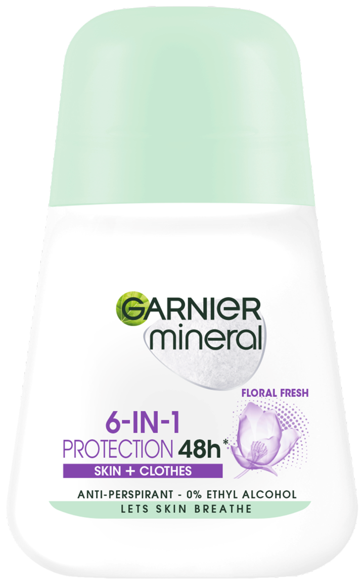GARNIER MINERAL, Protection 6-In-1, antyperspirant w kulce, dla kobiet, 48h, Floral Fresh, 50 ml
