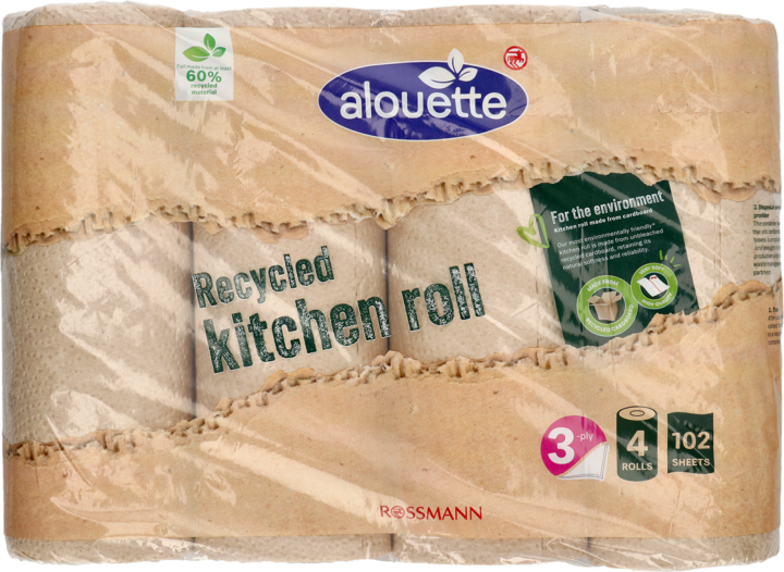 ALOUETTE, ręcznik papierowy, 3-warstwowy z recyklingu, 4 szt.