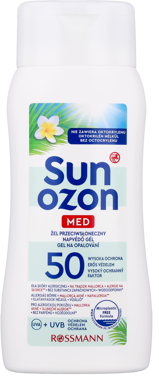 SUNOZON, Med, żel przeciwsłoneczny, skóra alergiczna, wodoodporny, UVA+UVB, SPF 50, 200 ml