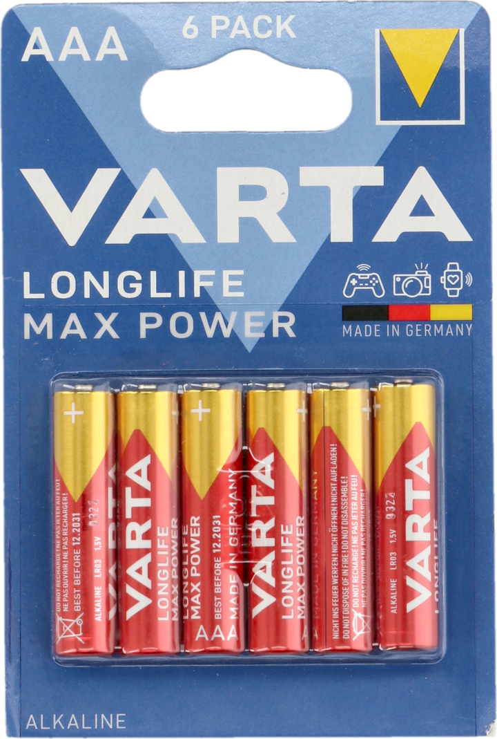 VARTA, baterie longlife max power aaa bli, 6 szt.