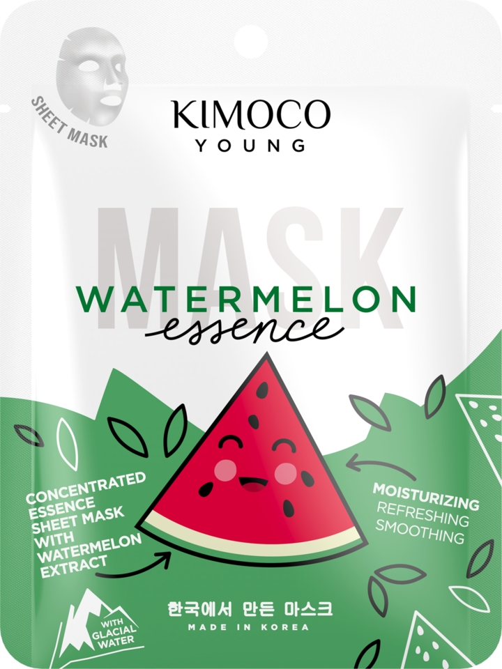 KIMOCO, Young, maska w płachcie z ekstraktem z arbuza i wodą lodowcową, nawilżająca, 25 ml