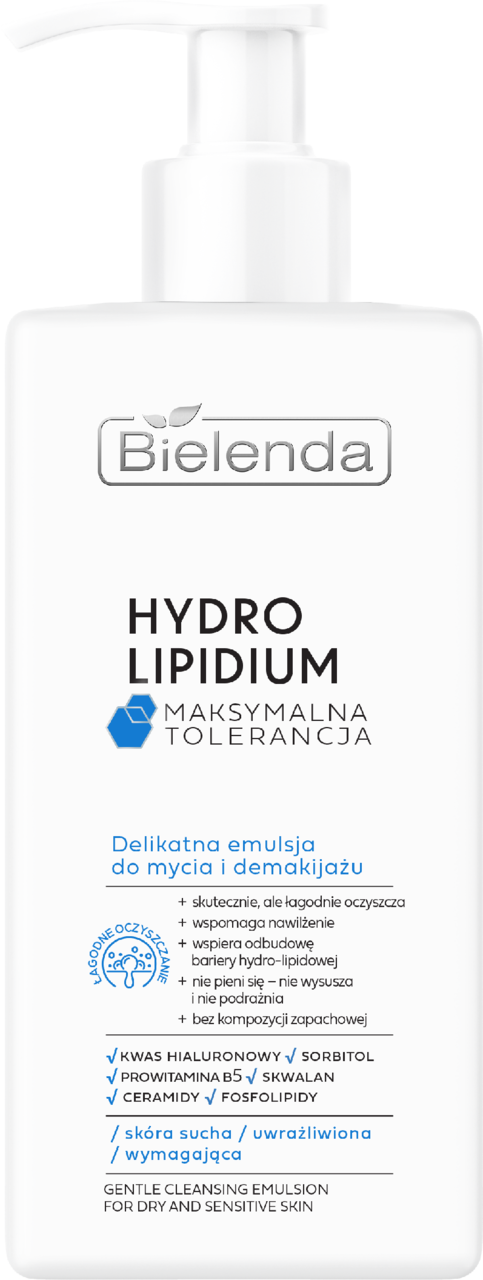 BIELENDA, Hydro Lipidium, emulsja do mycia i demakijażu, Maksymalna Tolerancja, 300 ml