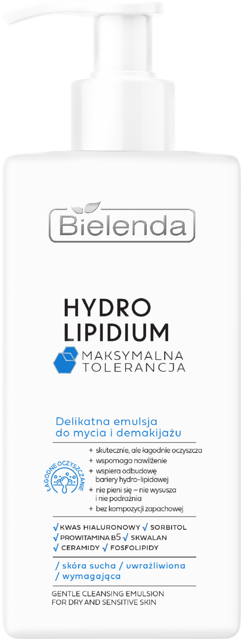 BIELENDA, Hydro Lipidium, emulsja do mycia i demakijażu, Maksymalna Tolerancja, 300 ml