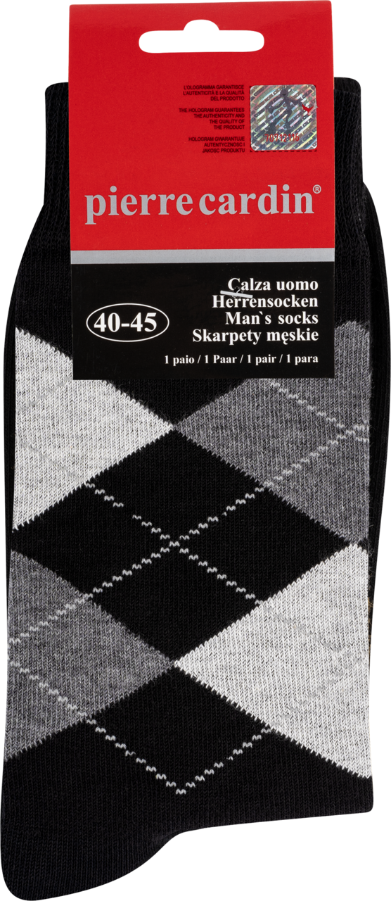 PIERRE CARDIN, skarpety męskie, romby szare 40-45, 1 para