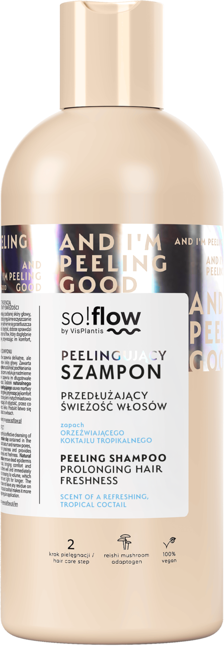 SO!FLOW BY VIS PLANTIS, szampon do włosów peelingujący, przedłużający świeżość włosów, zapach orzeźwiającego koktajlu tropikalnego, 400 ml