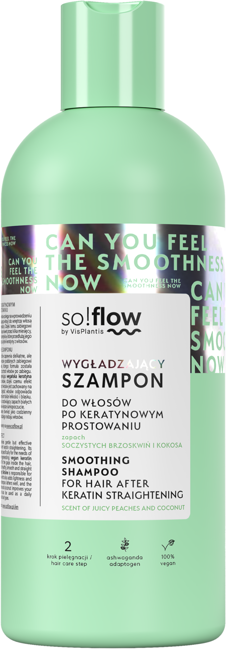 SO!FLOW BY VIS PLANTIS, szampon do włosów po keratynowym prostowaniu, wygładzający, zapach soczystych brzoskwini i kokosa, 400 ml