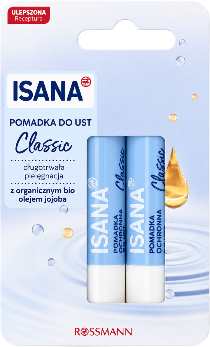 ISANA, pomadka do ust, ochronna, Classic, zestaw, 2 x 4,8 g